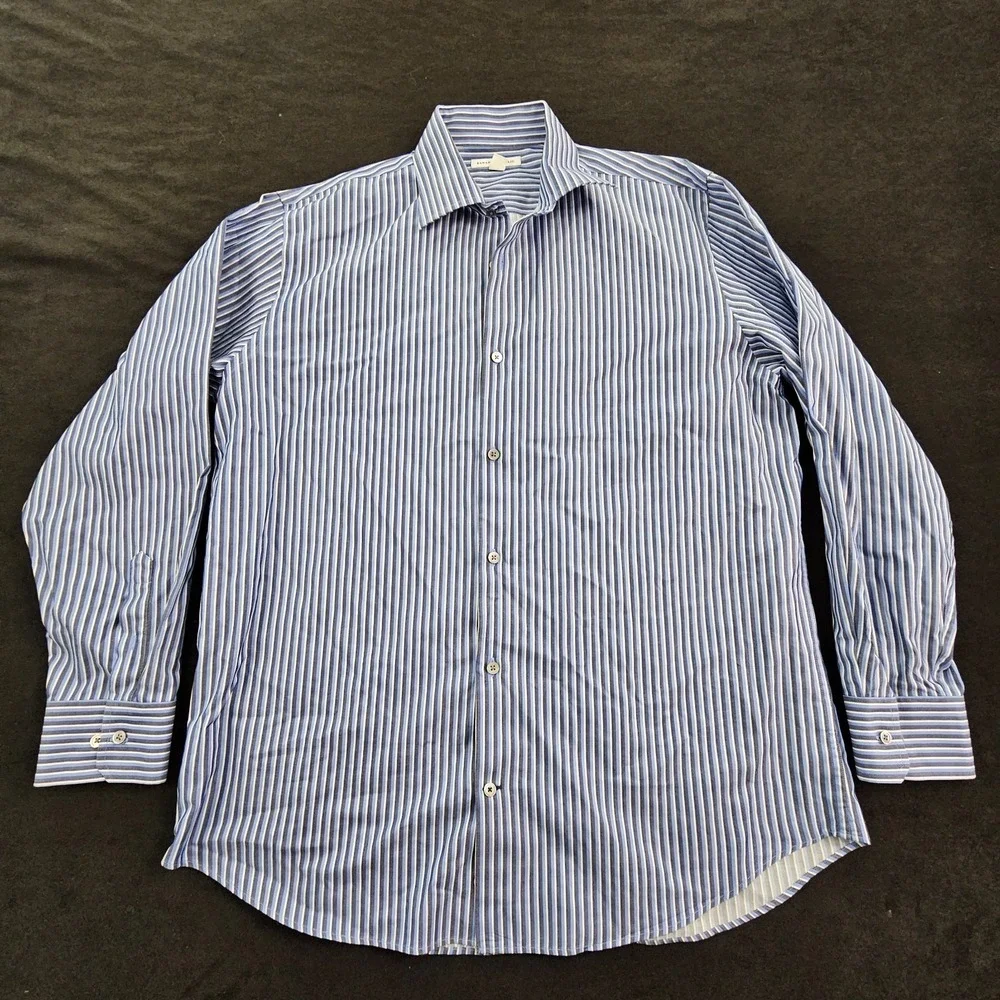 Banana Republic Blue Striped Long Sleeve Cotton Dress Shirt Men's 16-16.5